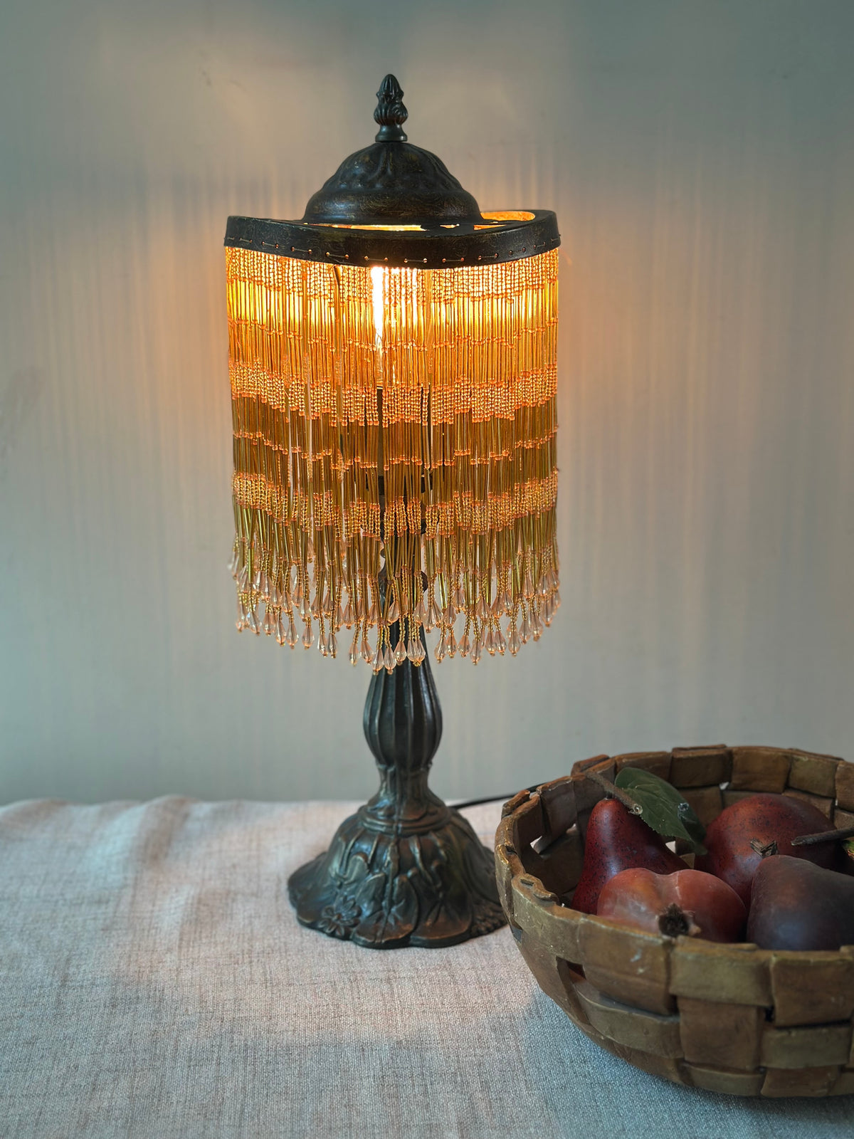 Vintage Beaded Fringe Lamp