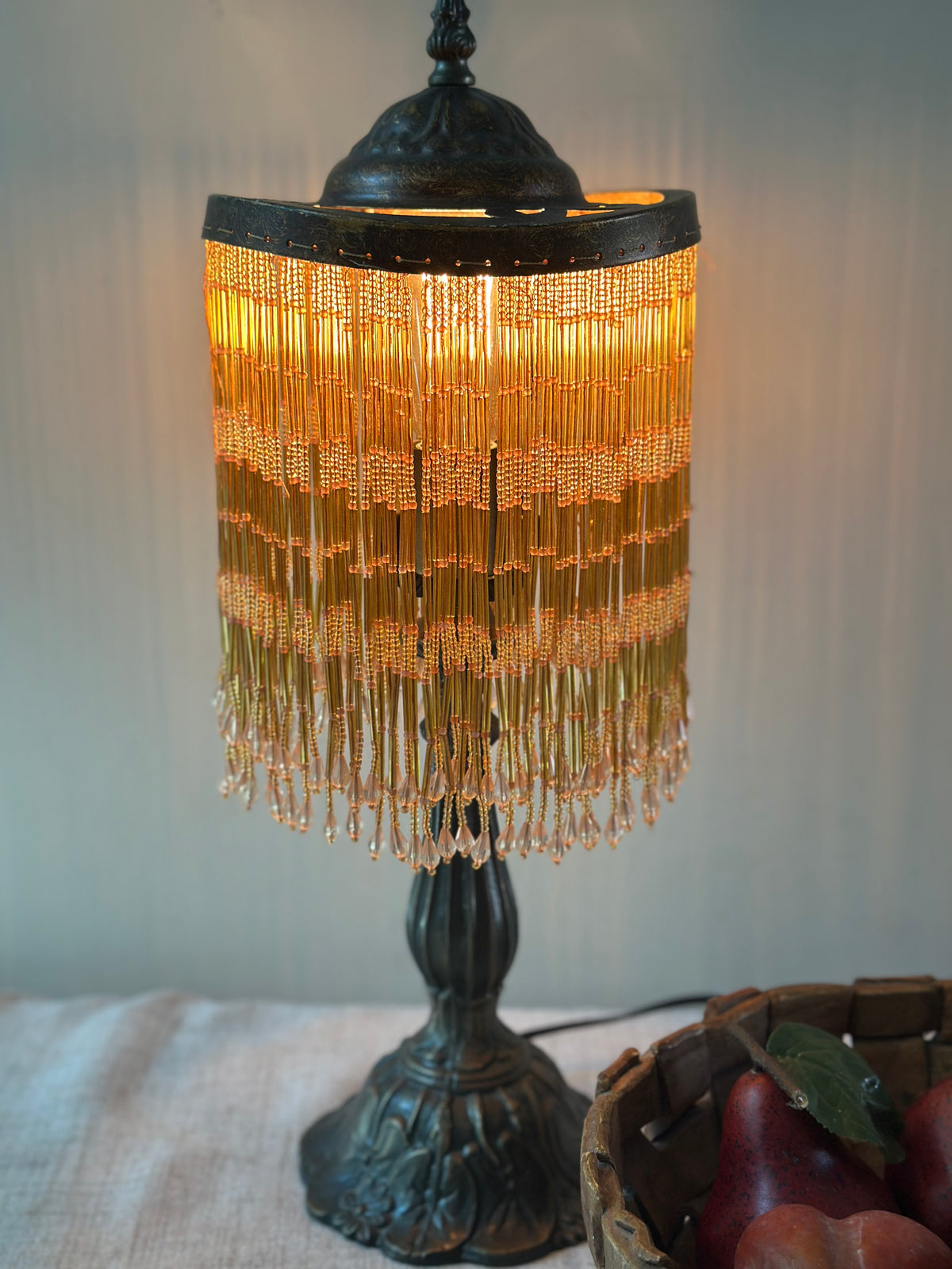 Vintage Beaded Fringe Lamp