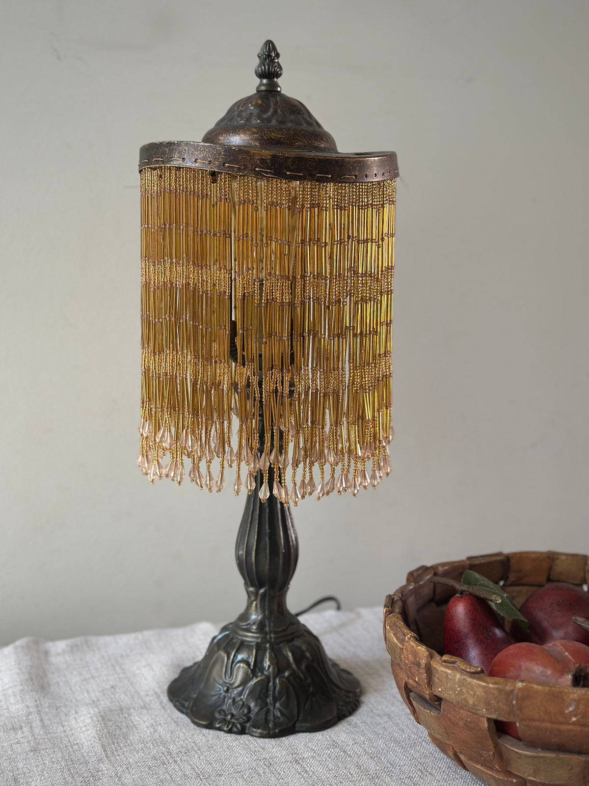 Vintage Beaded Fringe Lamp
