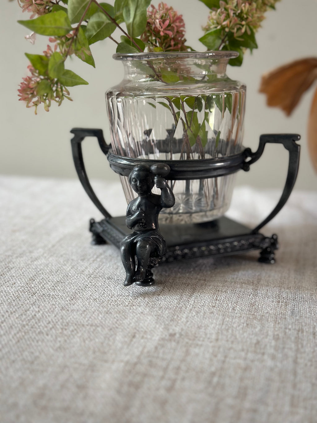 Antique Silver and Glass Vase