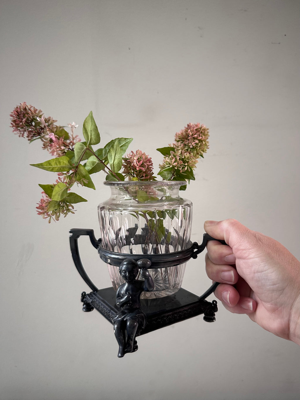 Antique Silver and Glass Vase