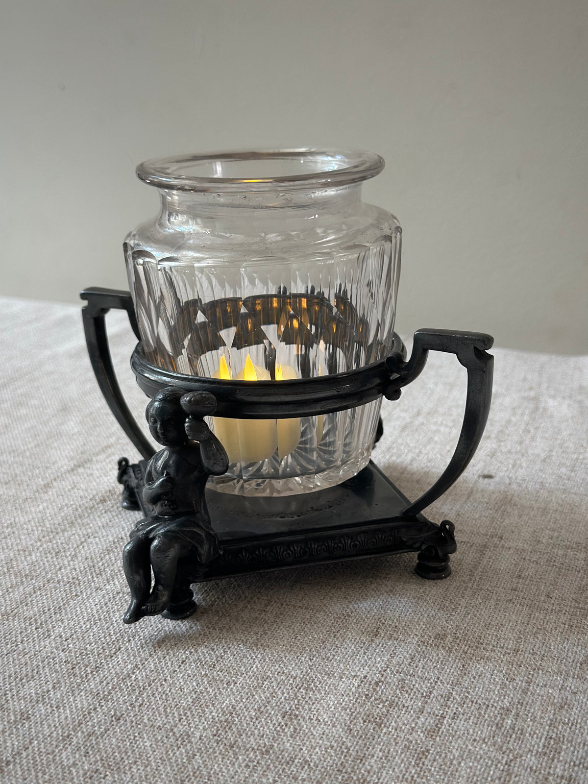 Antique Silver and Glass Vase