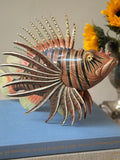 Hand Painted Wooden Lion Fish Sculpture