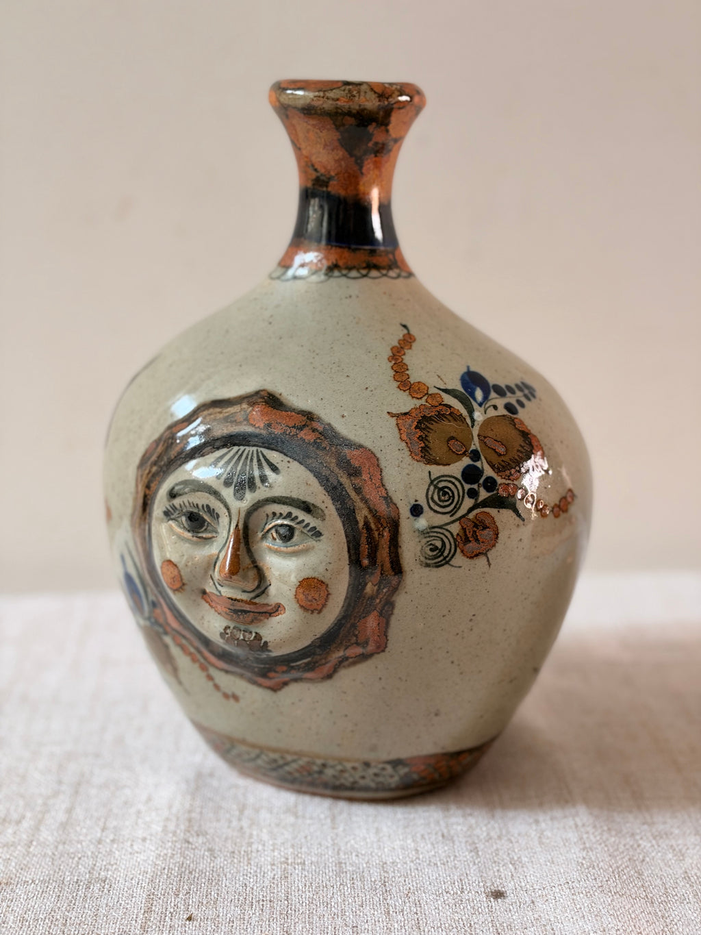 Mexican Tonala Face Vase