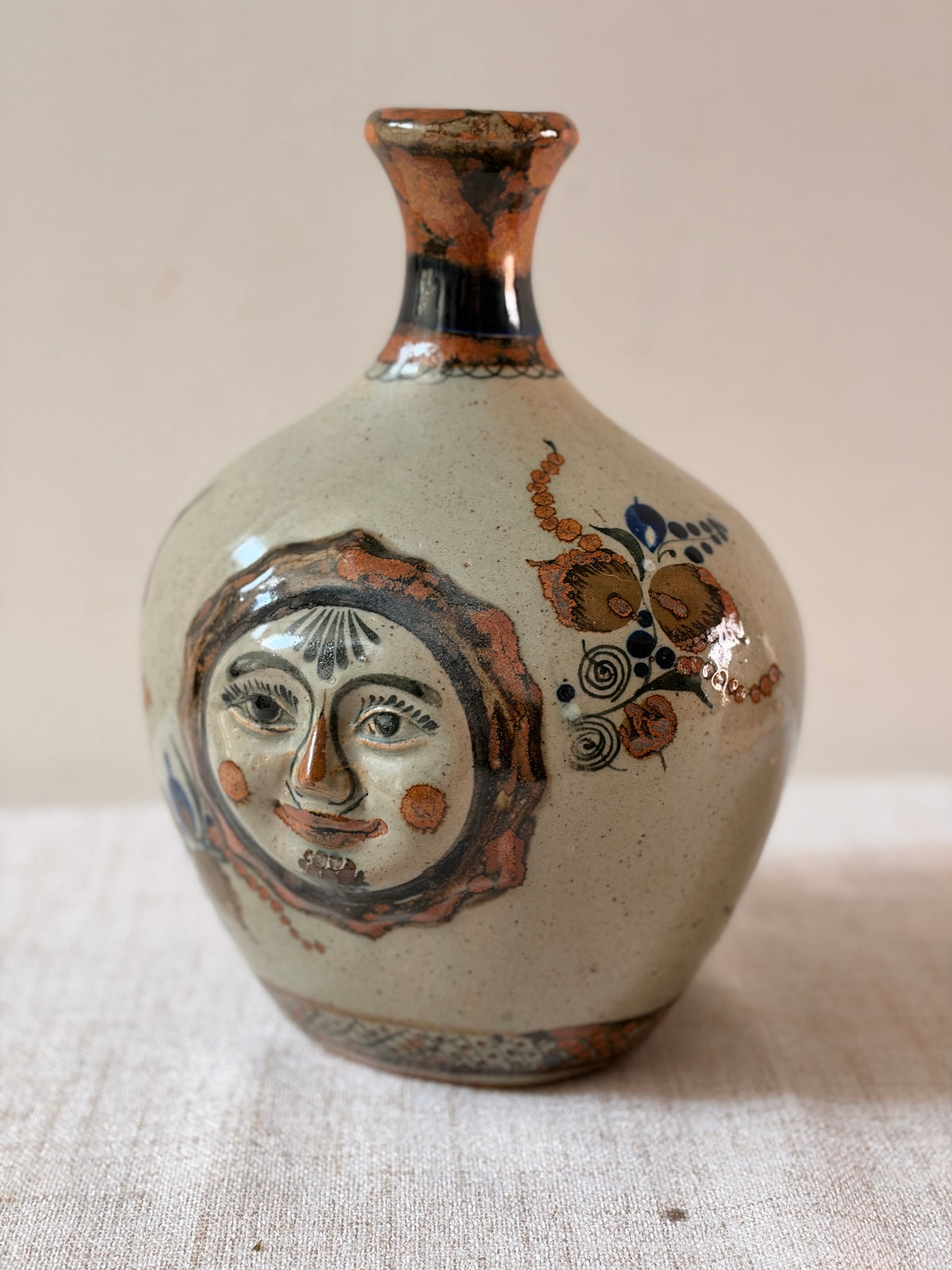 Mexican Tonala Face Vase