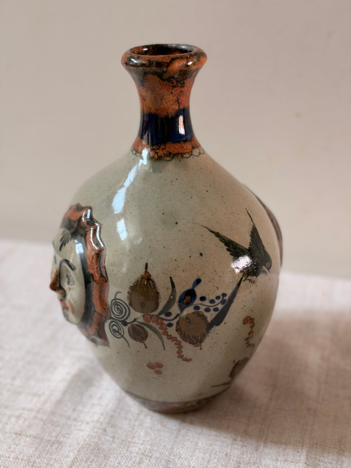 Mexican Tonala Face Vase