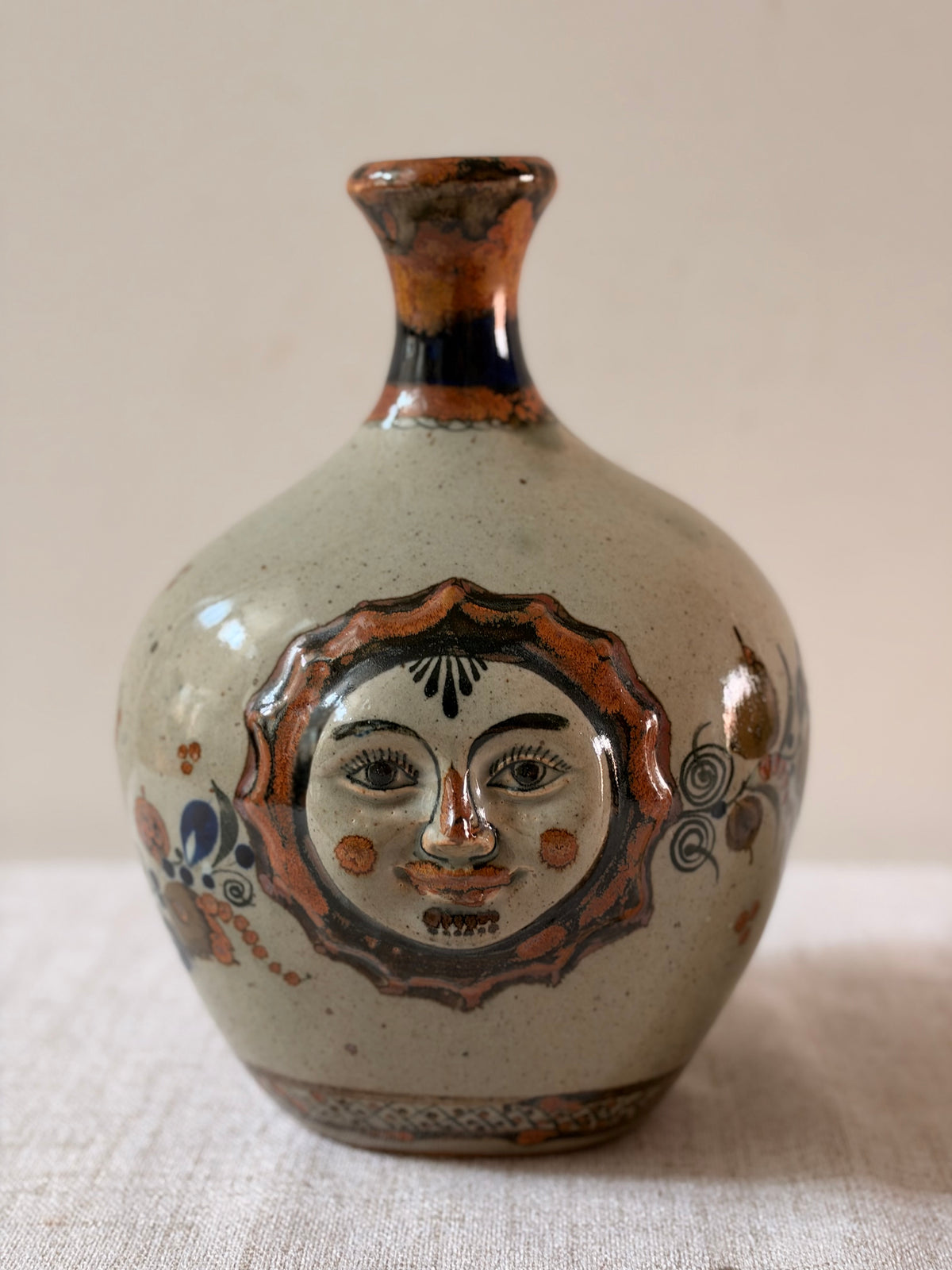 Mexican Tonala Face Vase