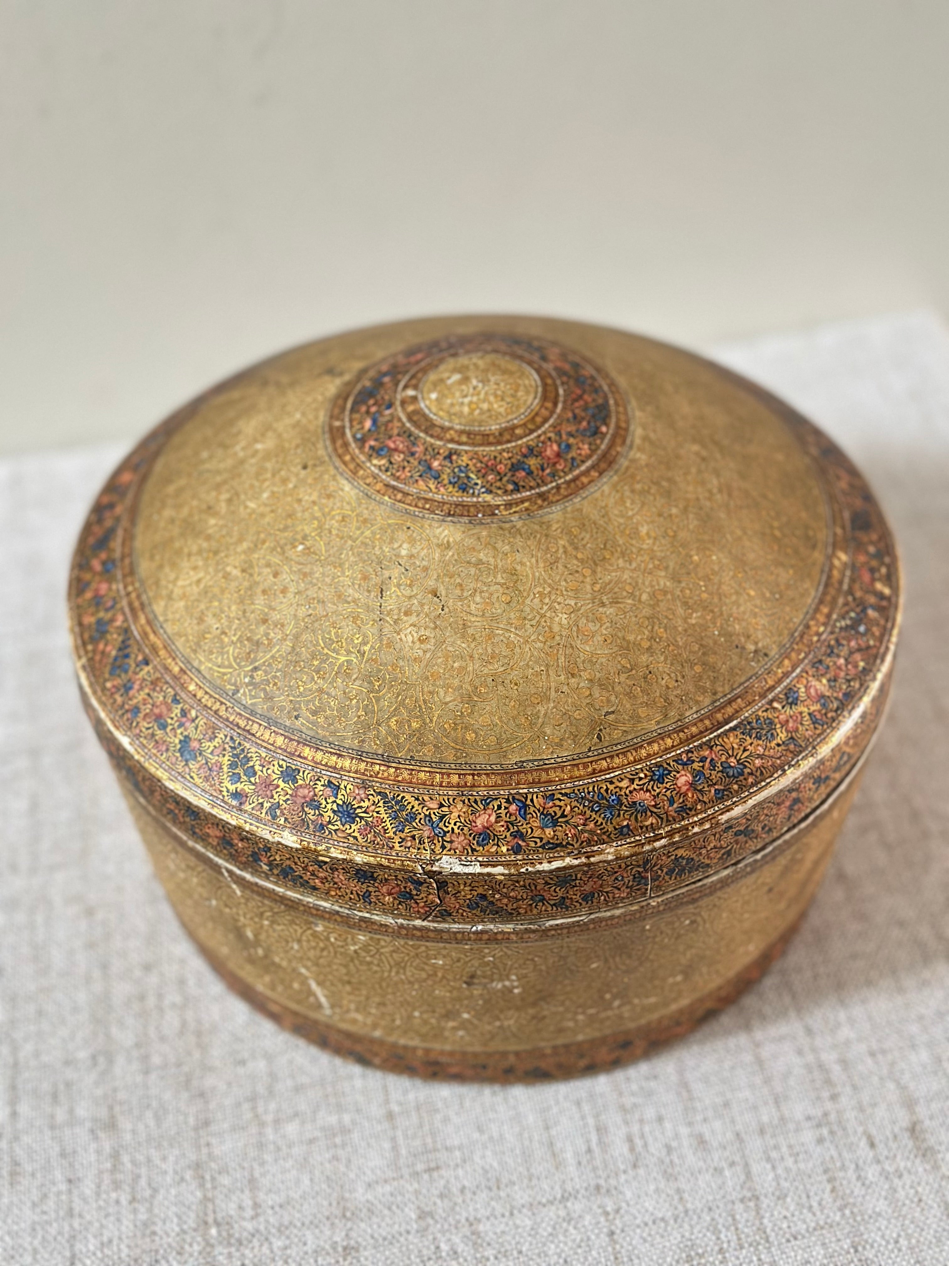 Vintage Hand Painted Paper Mache Box
