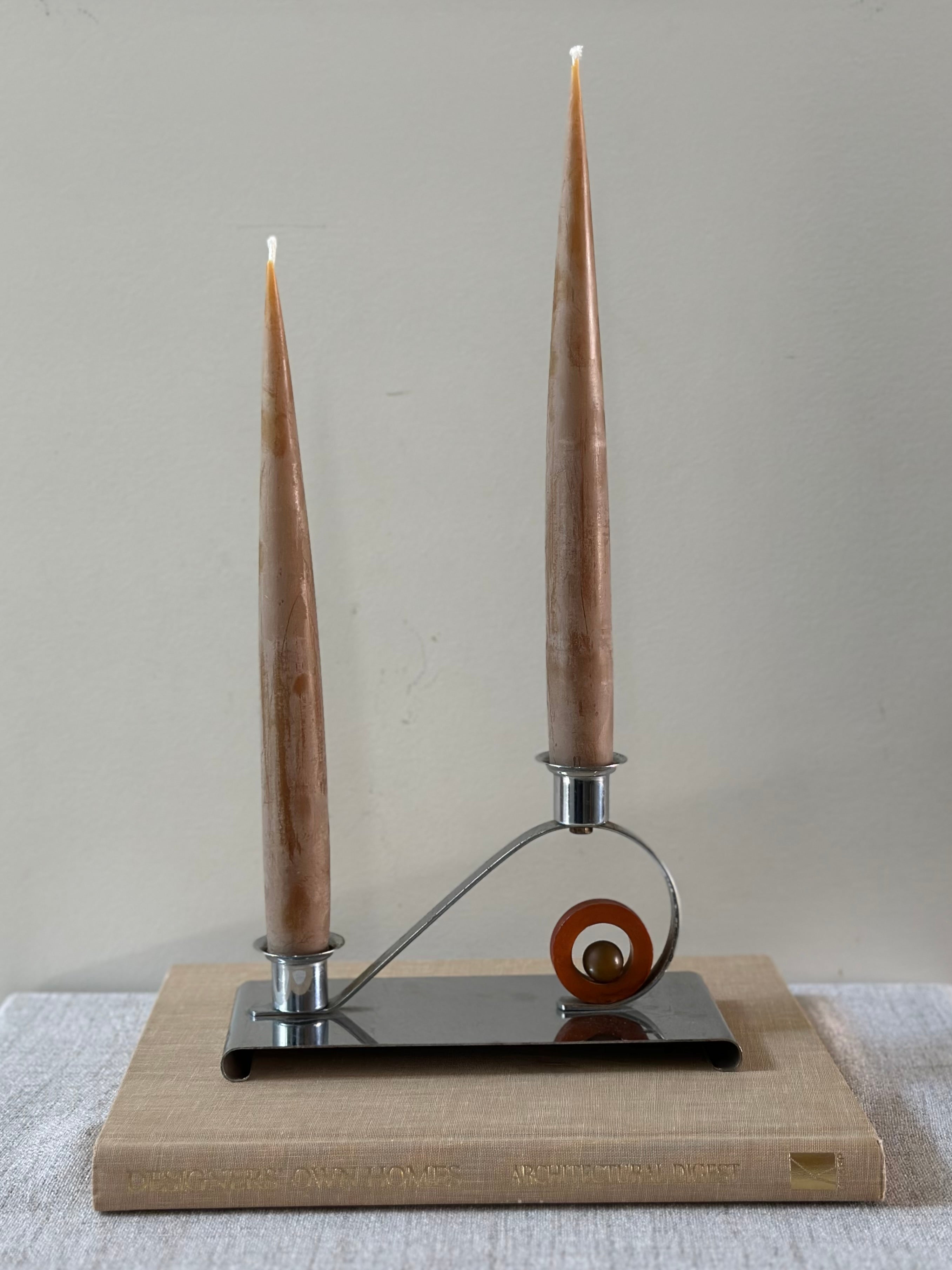 Vintage Chrome & Bakelite Candlestick