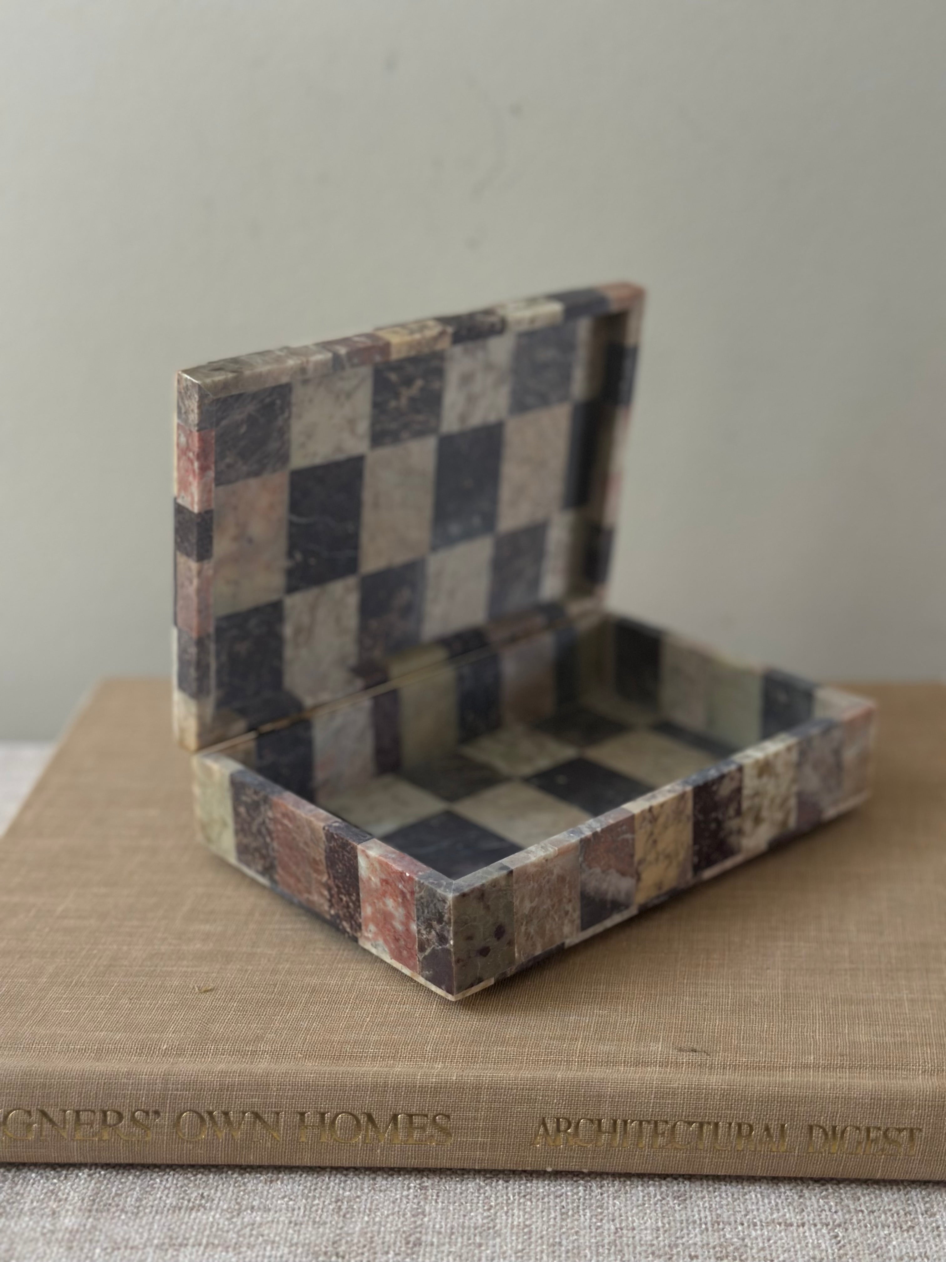 Checkerboard Soapstone Trinket Box