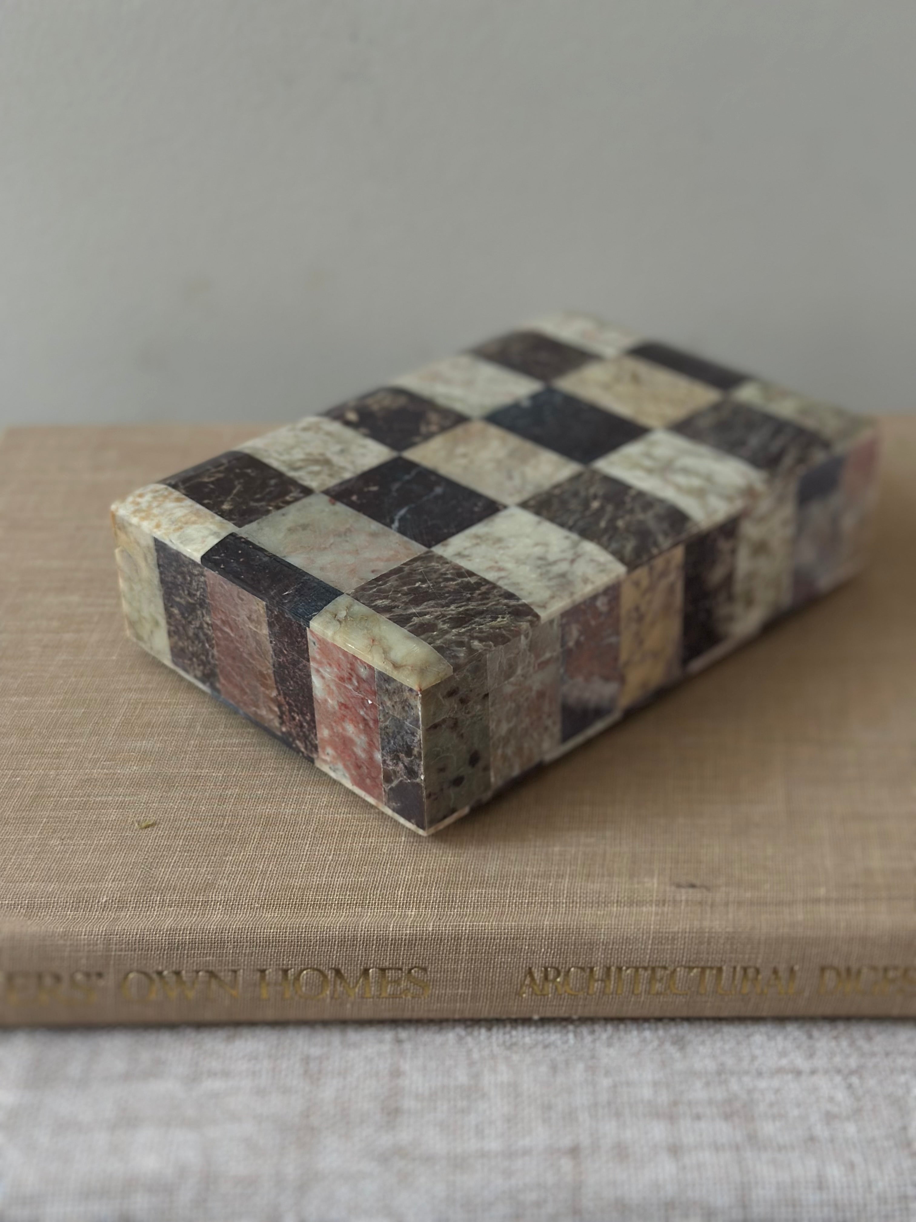 Checkerboard Soapstone Trinket Box