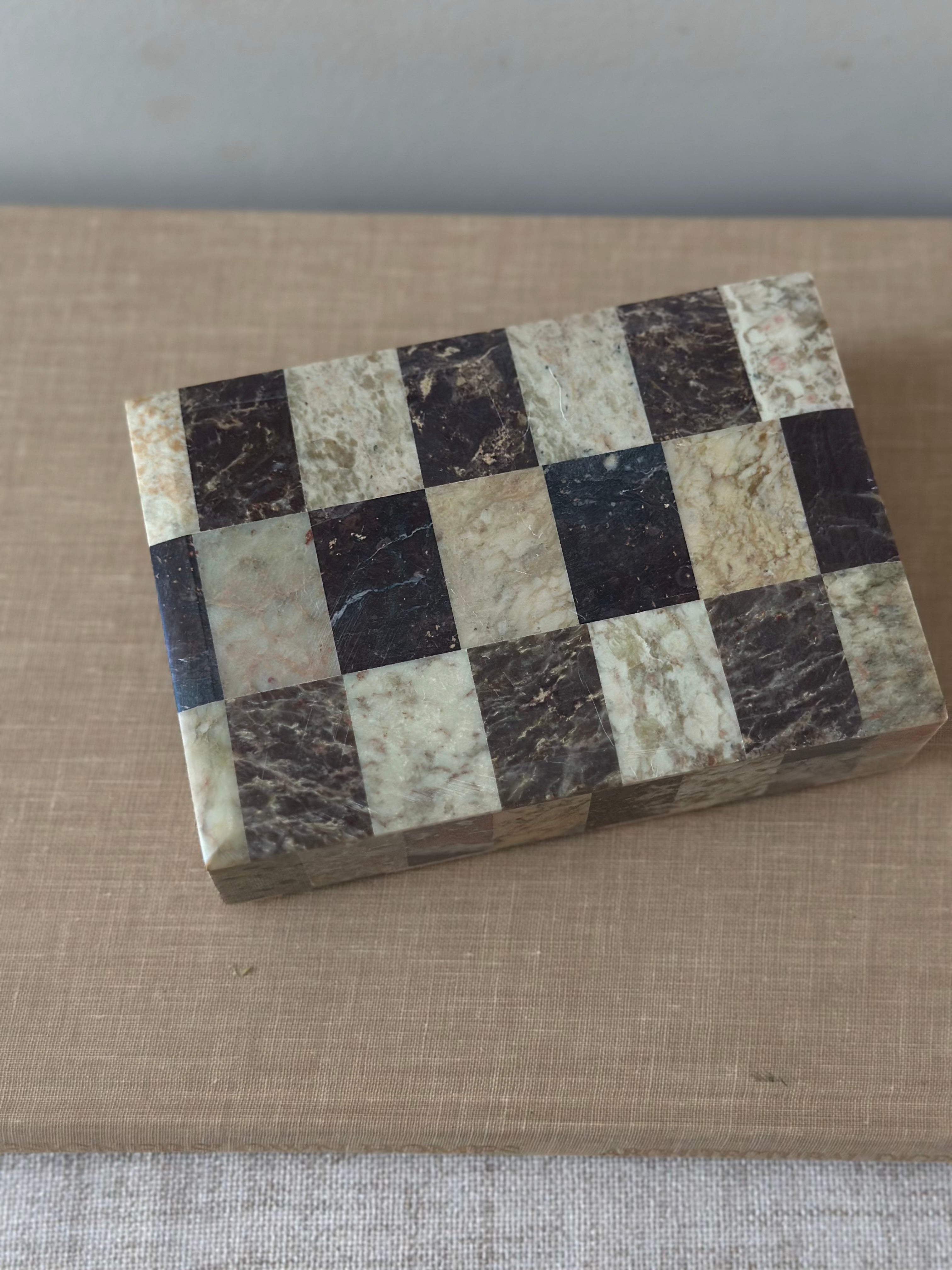 Checkerboard Soapstone Trinket Box