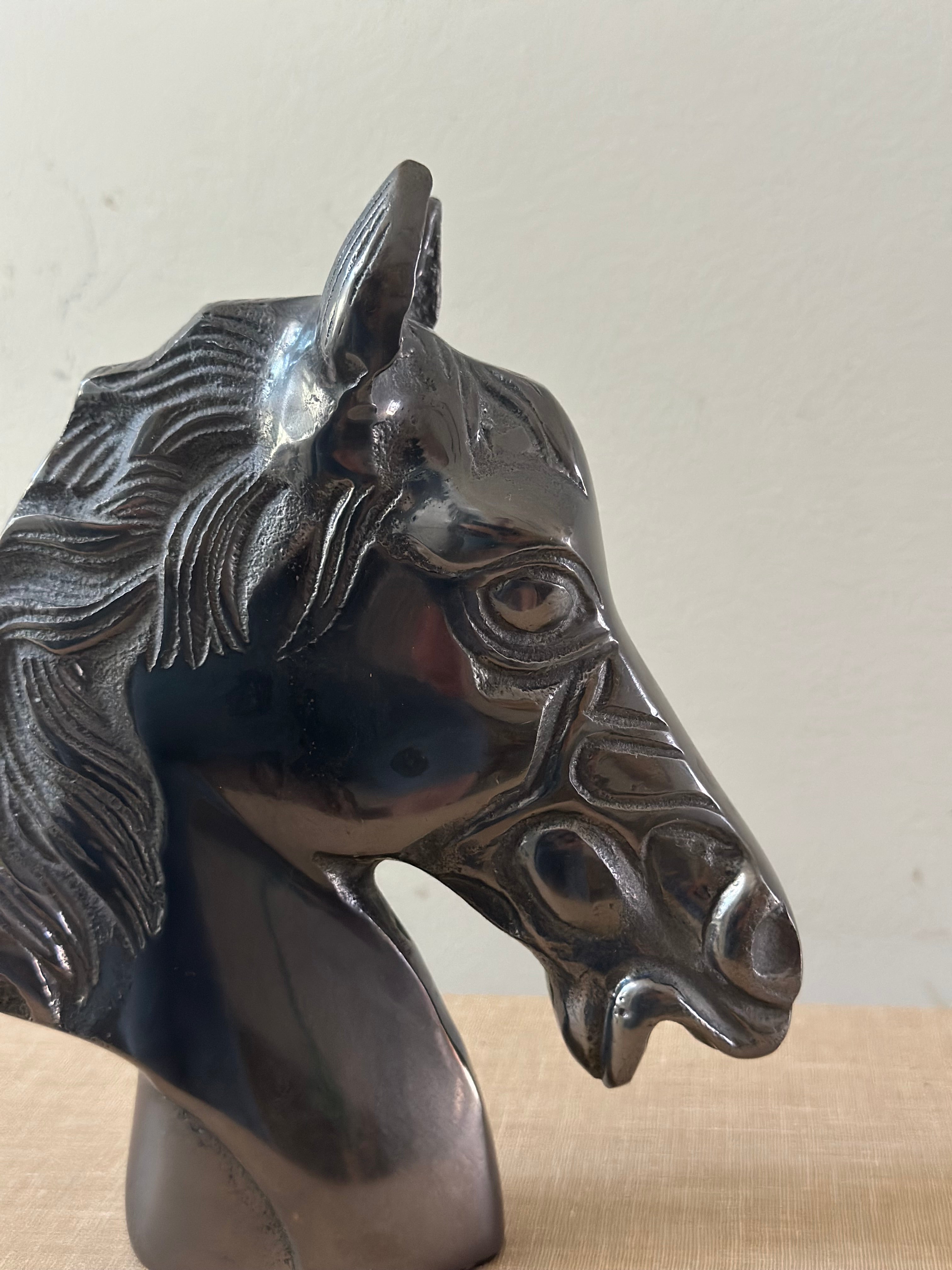 Vintage Metal Horse Head Bust