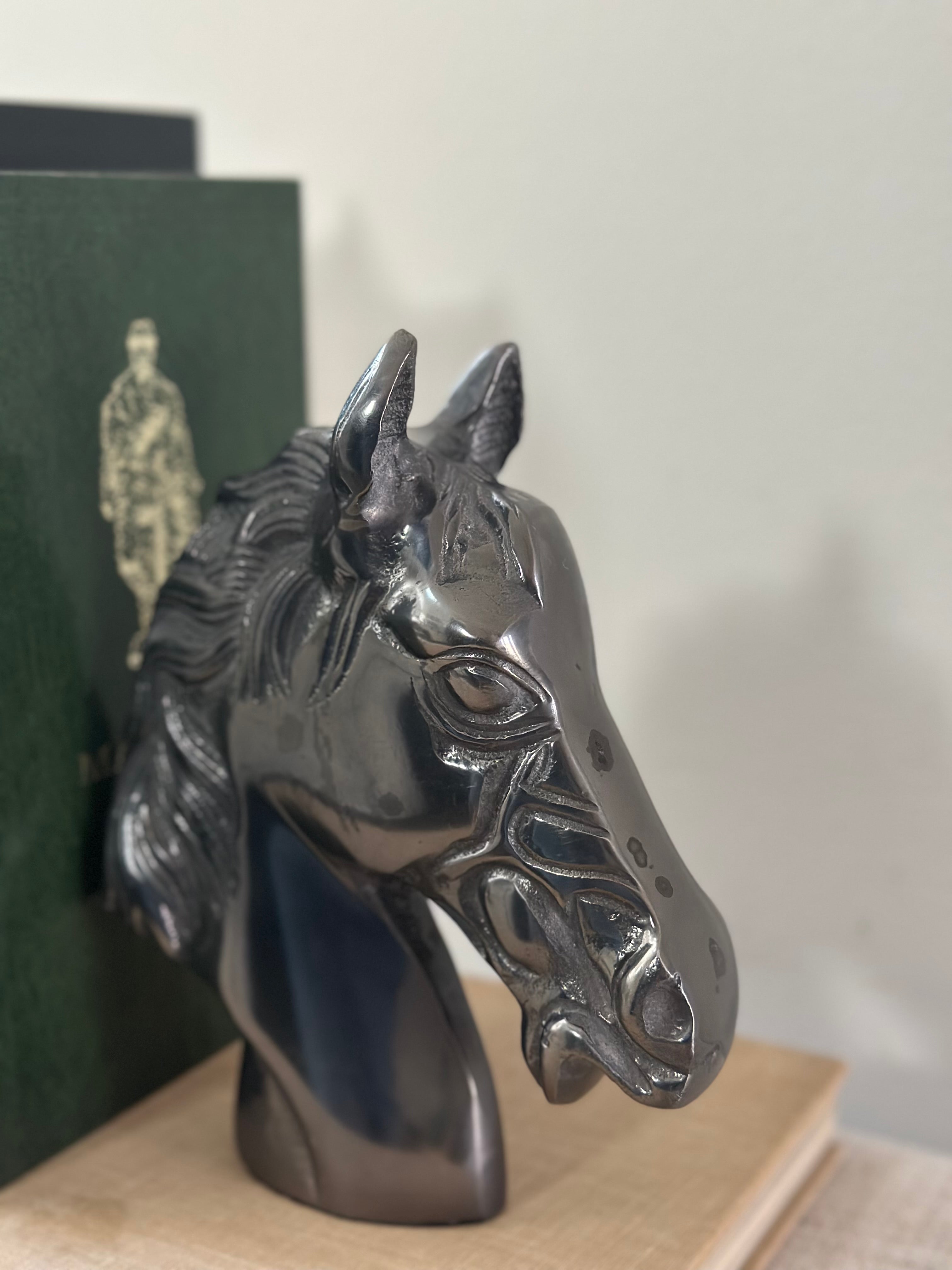 Vintage Metal Horse Head Bust