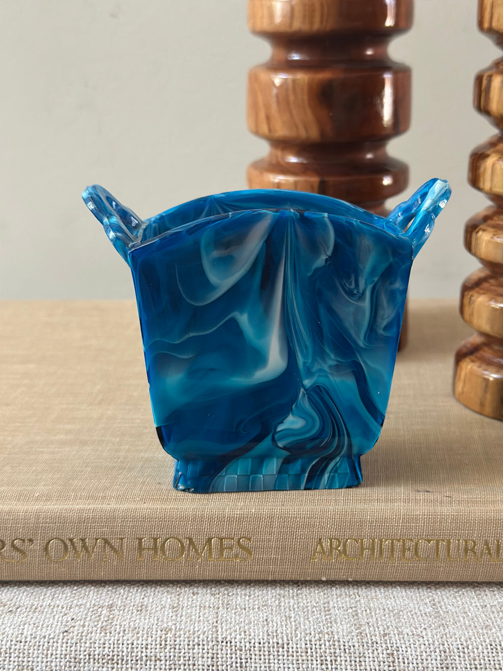 Blue Slag Glass Vase