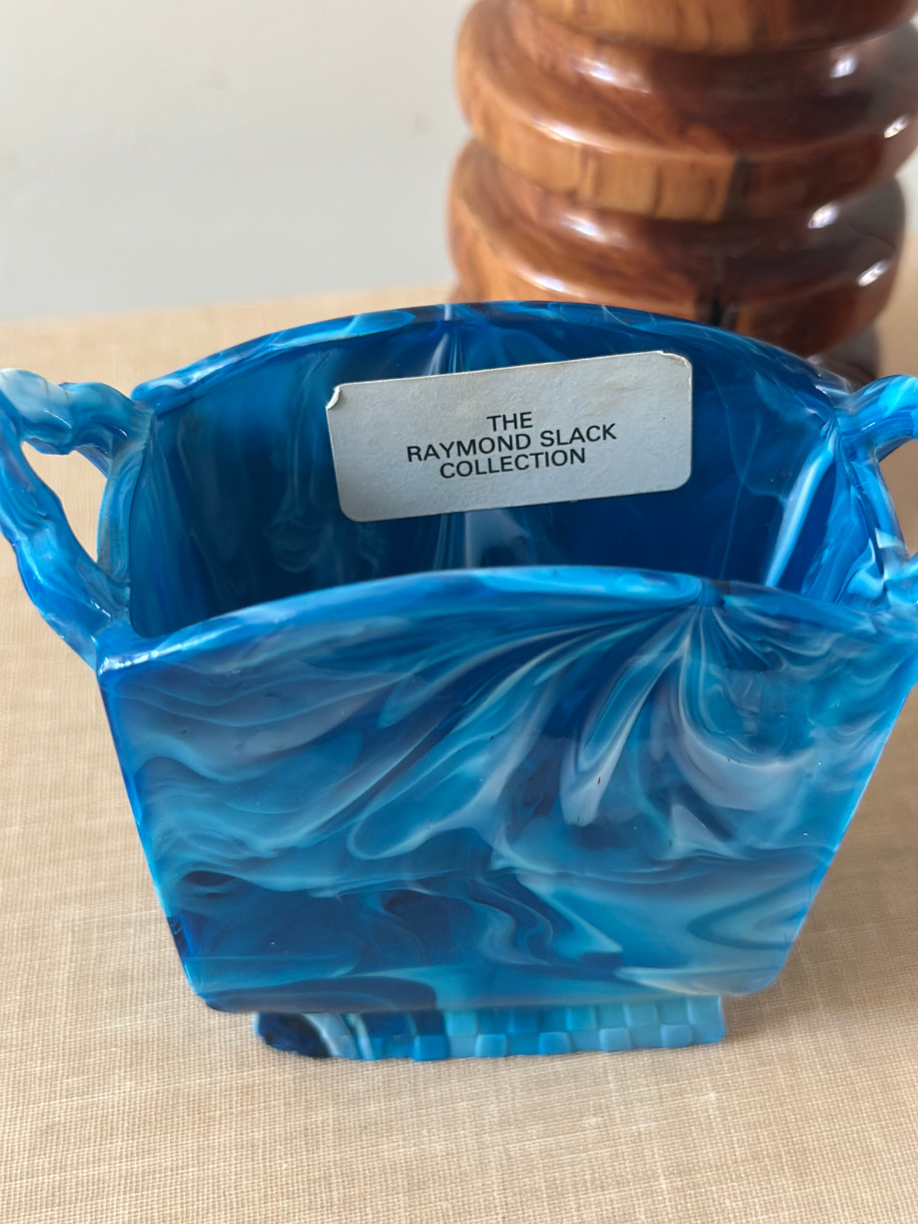 Blue Slag Glass Vase