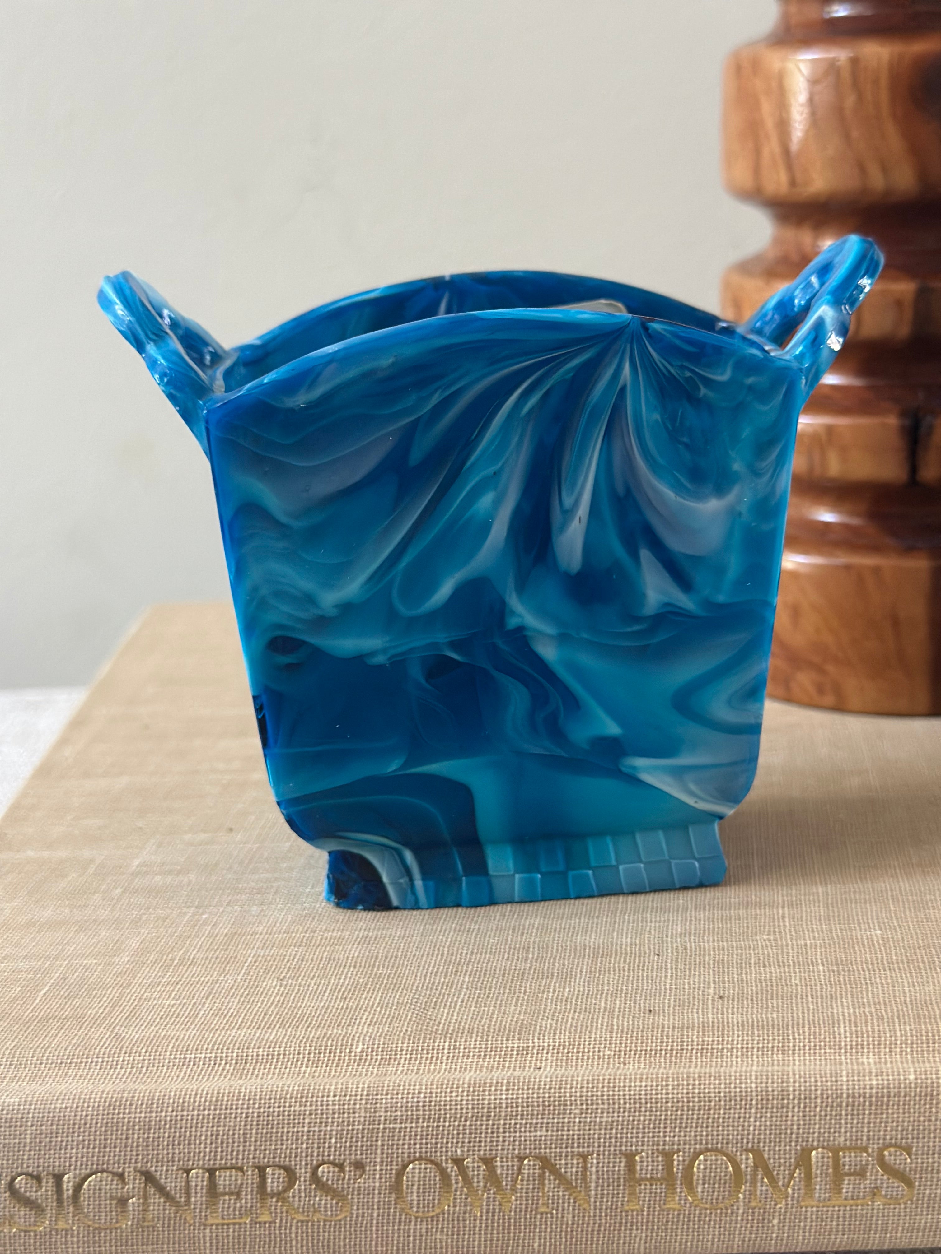 Blue Slag Glass Vase