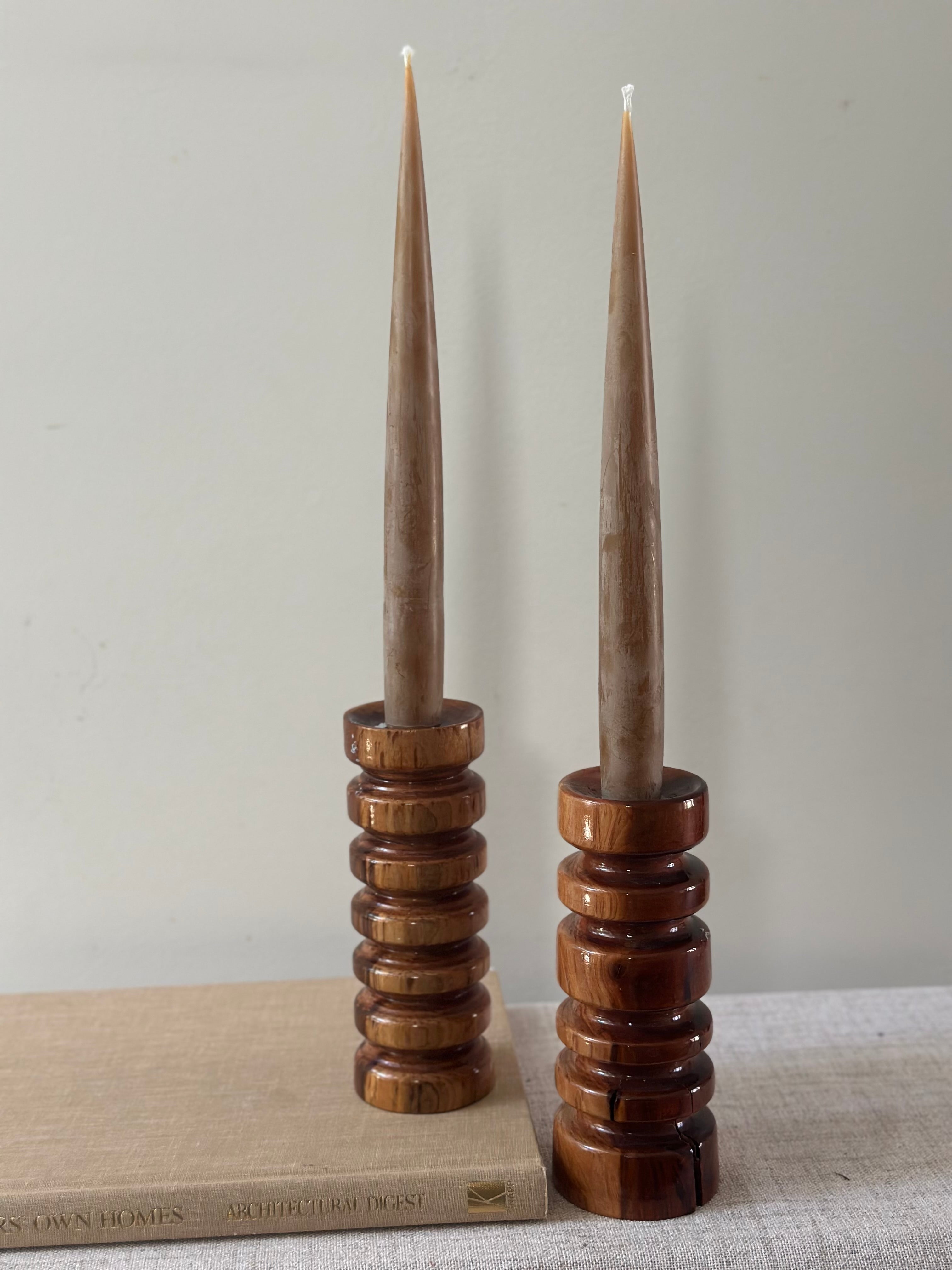 Set of MCM Wooden Candlesticks