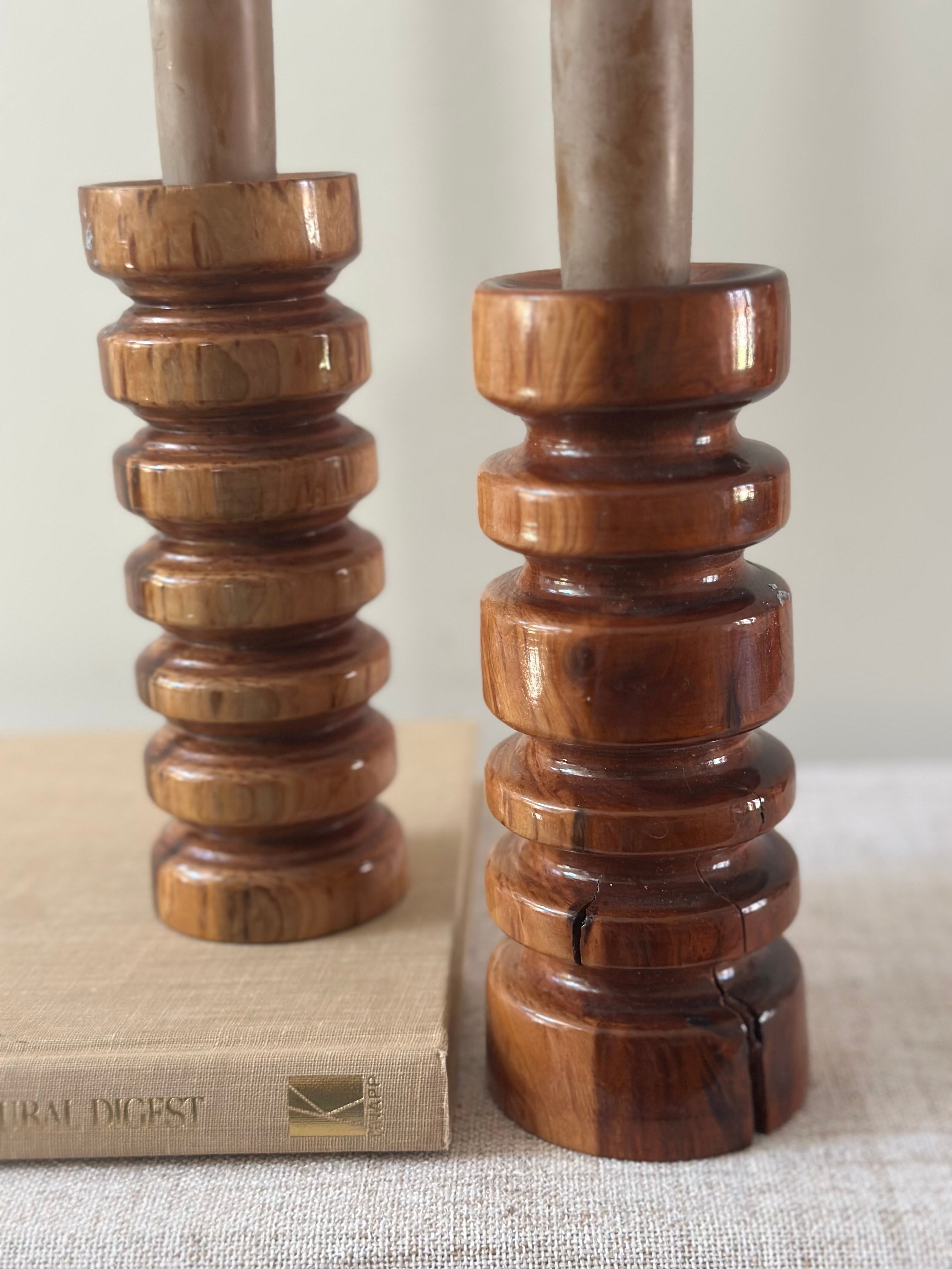 Set of MCM Wooden Candlesticks