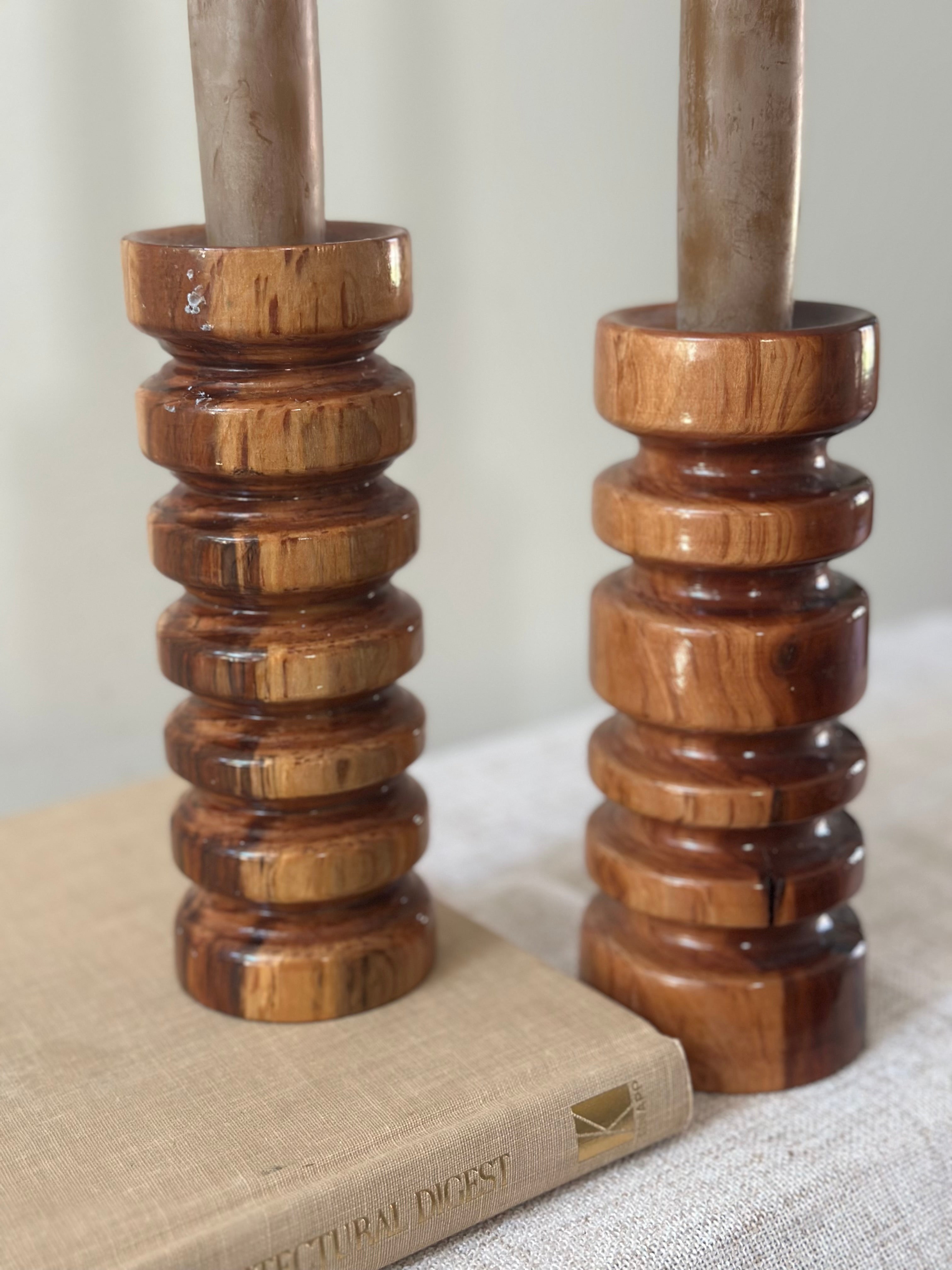 Set of MCM Wooden Candlesticks