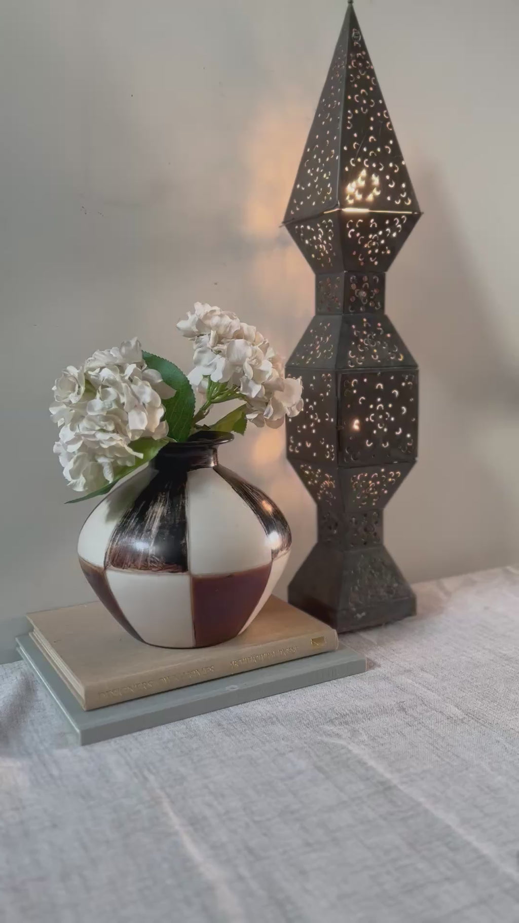 Vintage Mexican Punched Tin Lamp